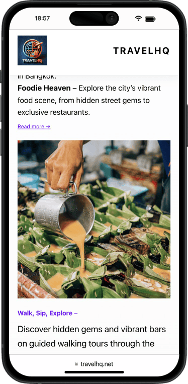 Close-up of a hand pouring liquid from a metal cup into a pan, with banana leaves and various ingredients in the background.